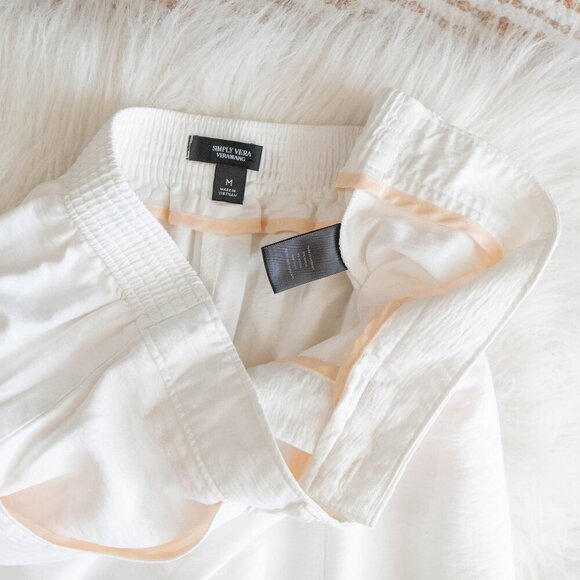 VERA WANG PANTS SZ M WHITE CULOTTE TROUSERS WIDE LEG CROPPED FLOWY - Picture 4 of 8